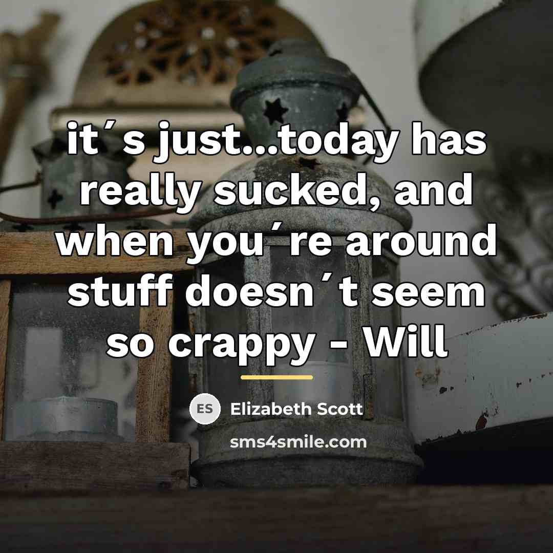 “it´s just...today has really sucked, and when you´re around stuff…” quote by Elizabeth Scott