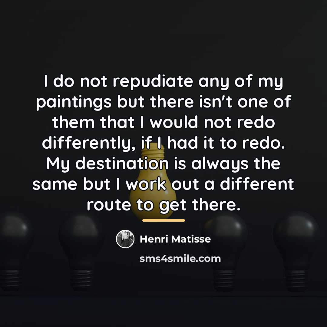 “I do not repudiate any of my paintings but there…” quote by Henri Matisse