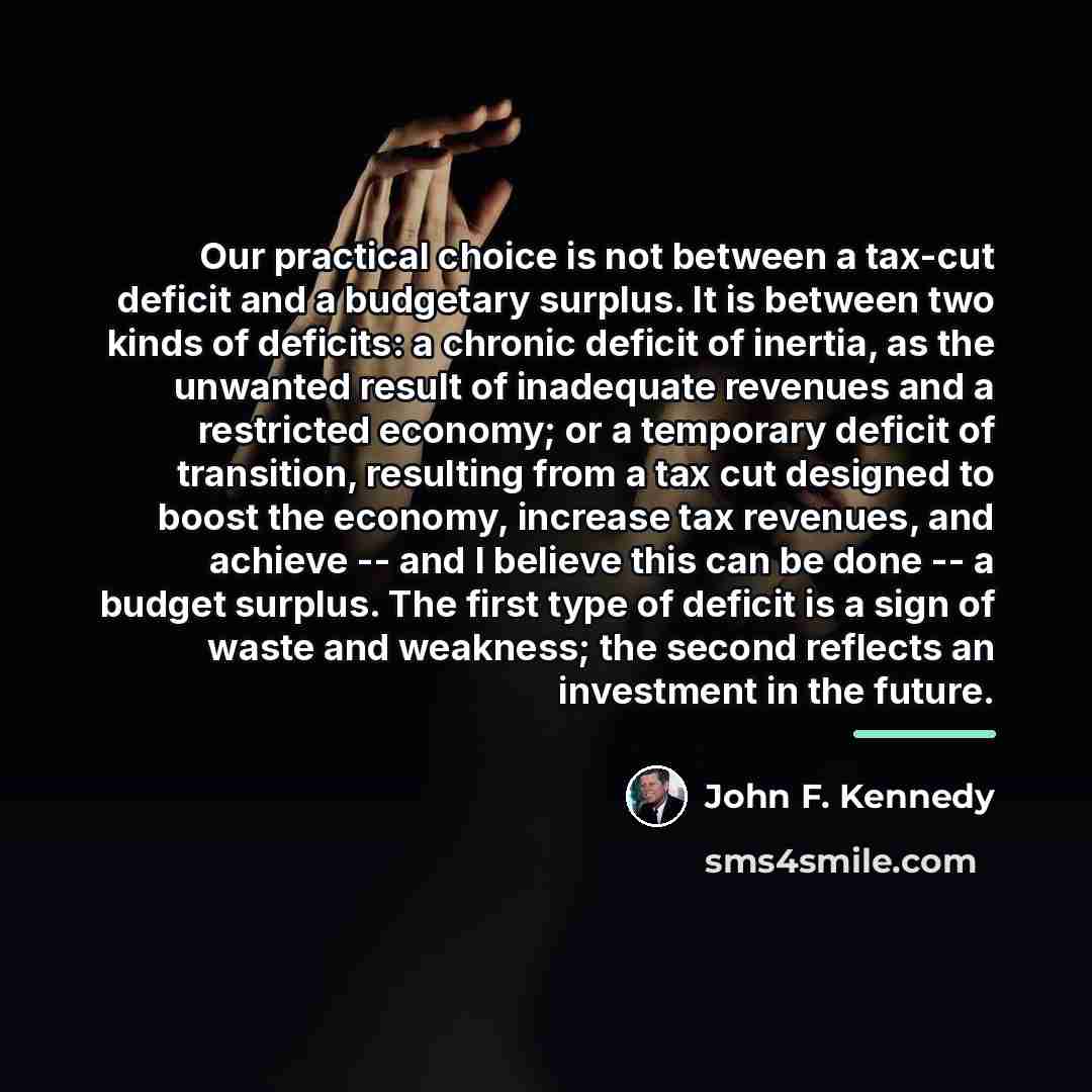 “Our practical choice is not between a tax-cut deficit and…” quote by John F. Kennedy