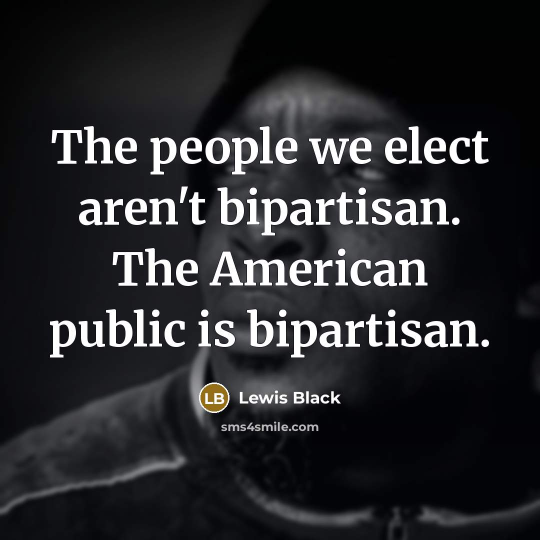 “The people we elect aren't bipartisan. The American public is…” quote by Lewis Black