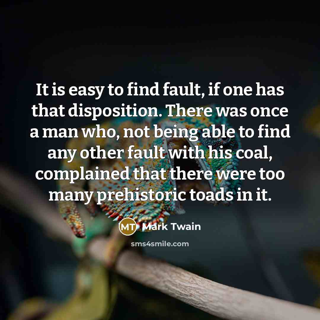 “It is easy to find fault, if one has that…” quote by Mark Twain