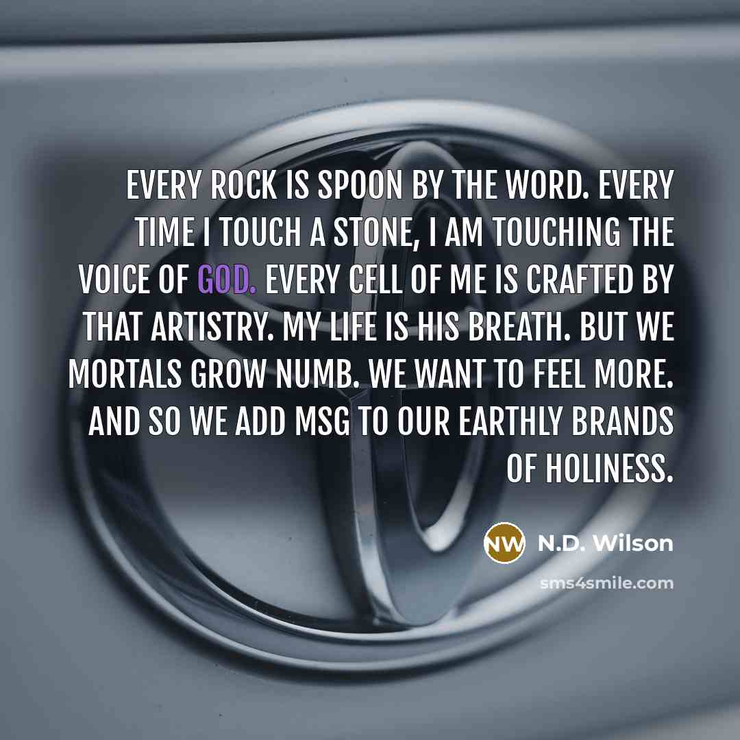 “Every rock is spoon by the Word. Every time I…” quote by N.D. Wilson
