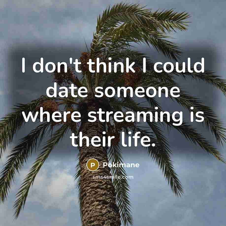 “I don't think I could date someone where streaming is…” quote by Pokimane