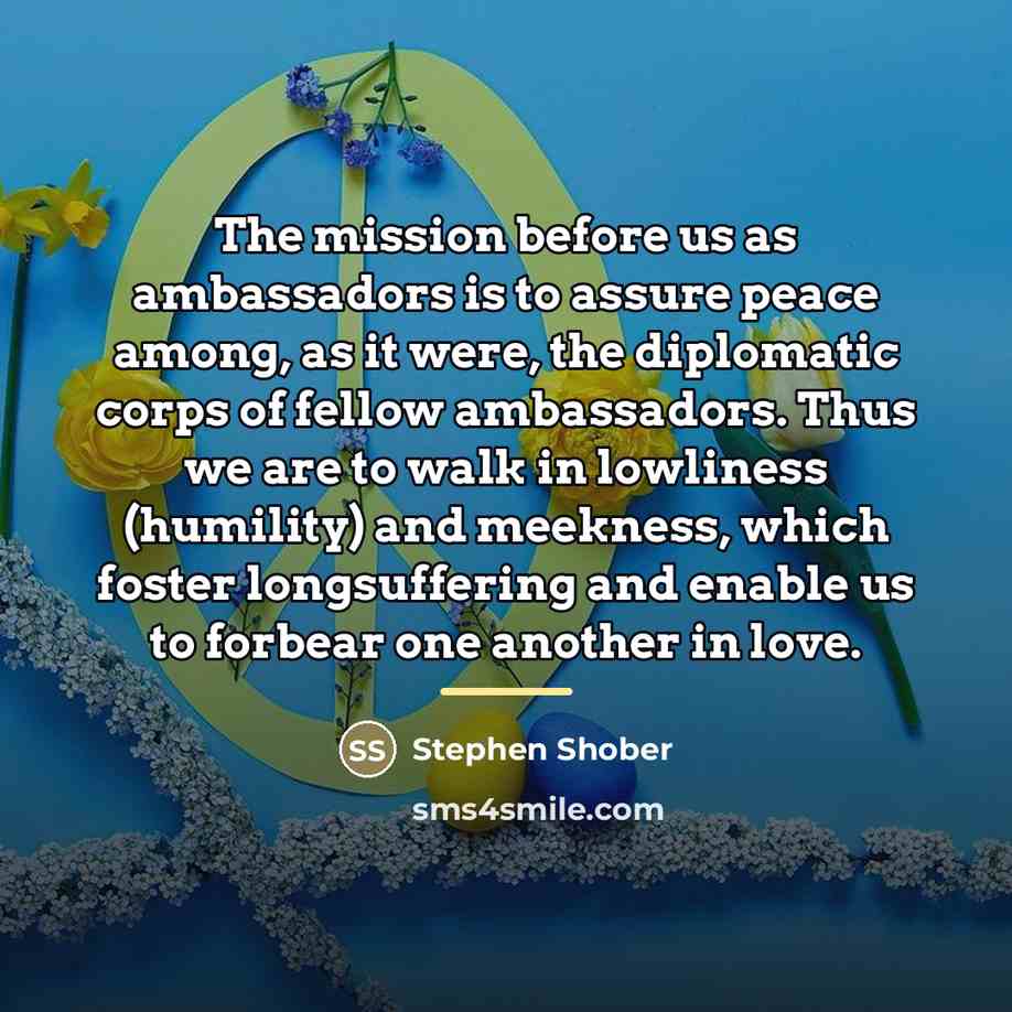 “The mission before us as ambassadors is to assure peace…” quote by Stephen Shober