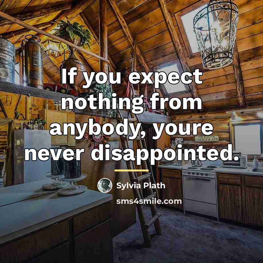 “If you expect nothing from anybody, youre never disappointed.…” quote by Sylvia Plath