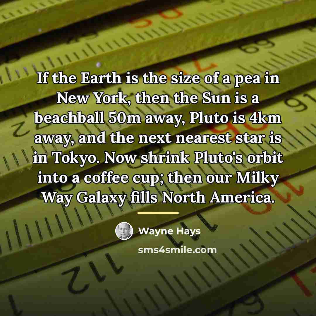 “If the Earth is the size of a pea in…” quote by Wayne Hays
