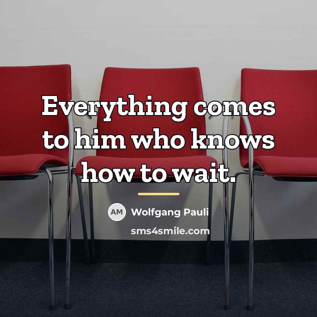 “Everything comes to him who knows how to wait.…” quote by Wolfgang Pauli
