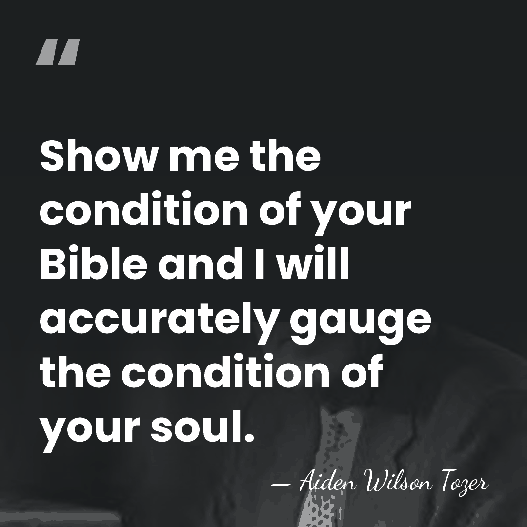 Show me the condition of your Bible and I will accurately gauge&hellip; - Aiden Wilson Tozer