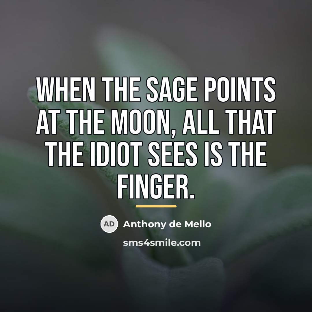 “When the sage points at the moon, all that the…” quote by Anthony de Mello