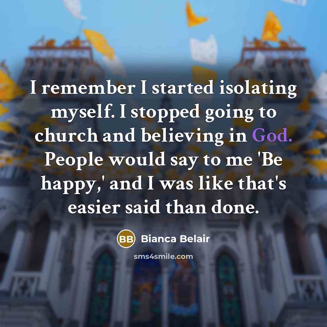 “I remember I started isolating myself. I stopped going to…” quote by Bianca Belair