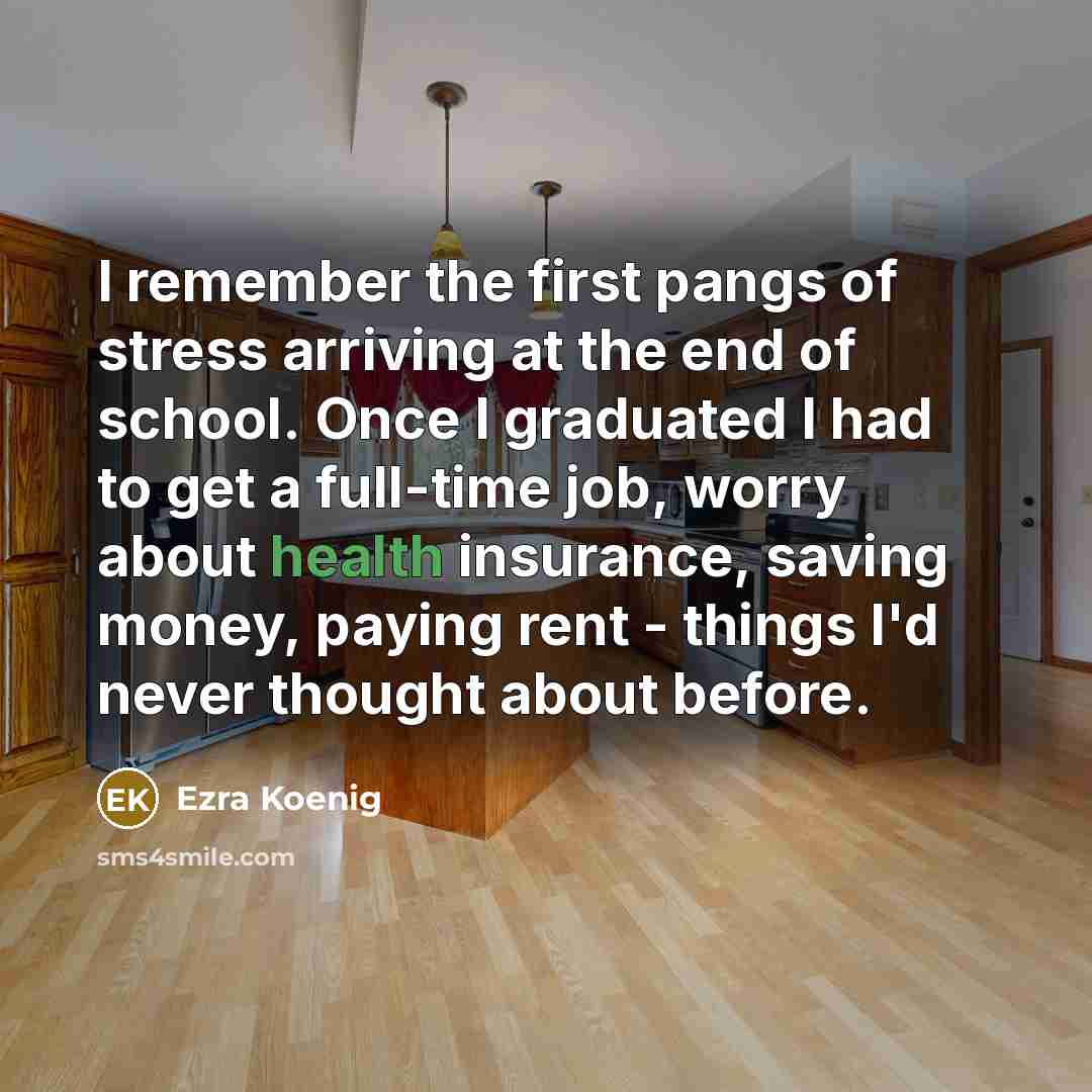 “I remember the first pangs of stress arriving at the…” quote by Ezra Koenig