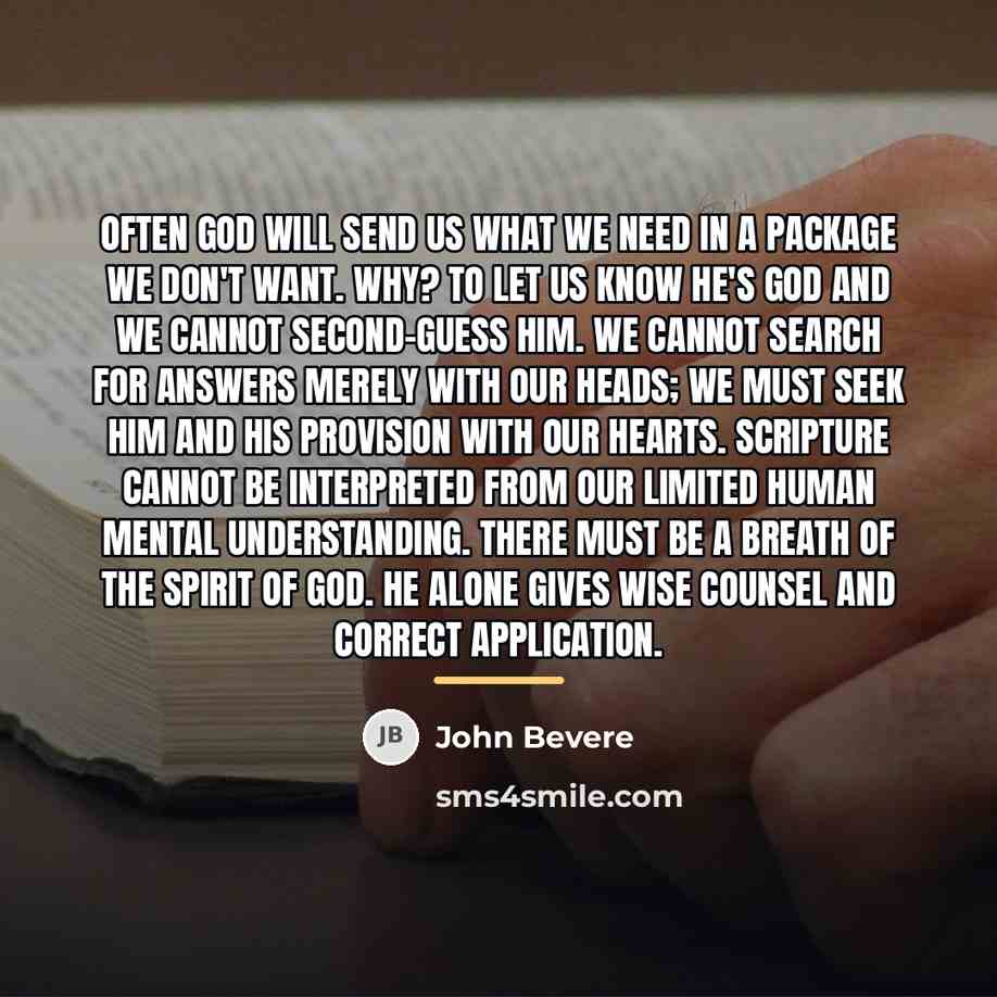 “Often God will send us what we need in a…” quote by John Bevere