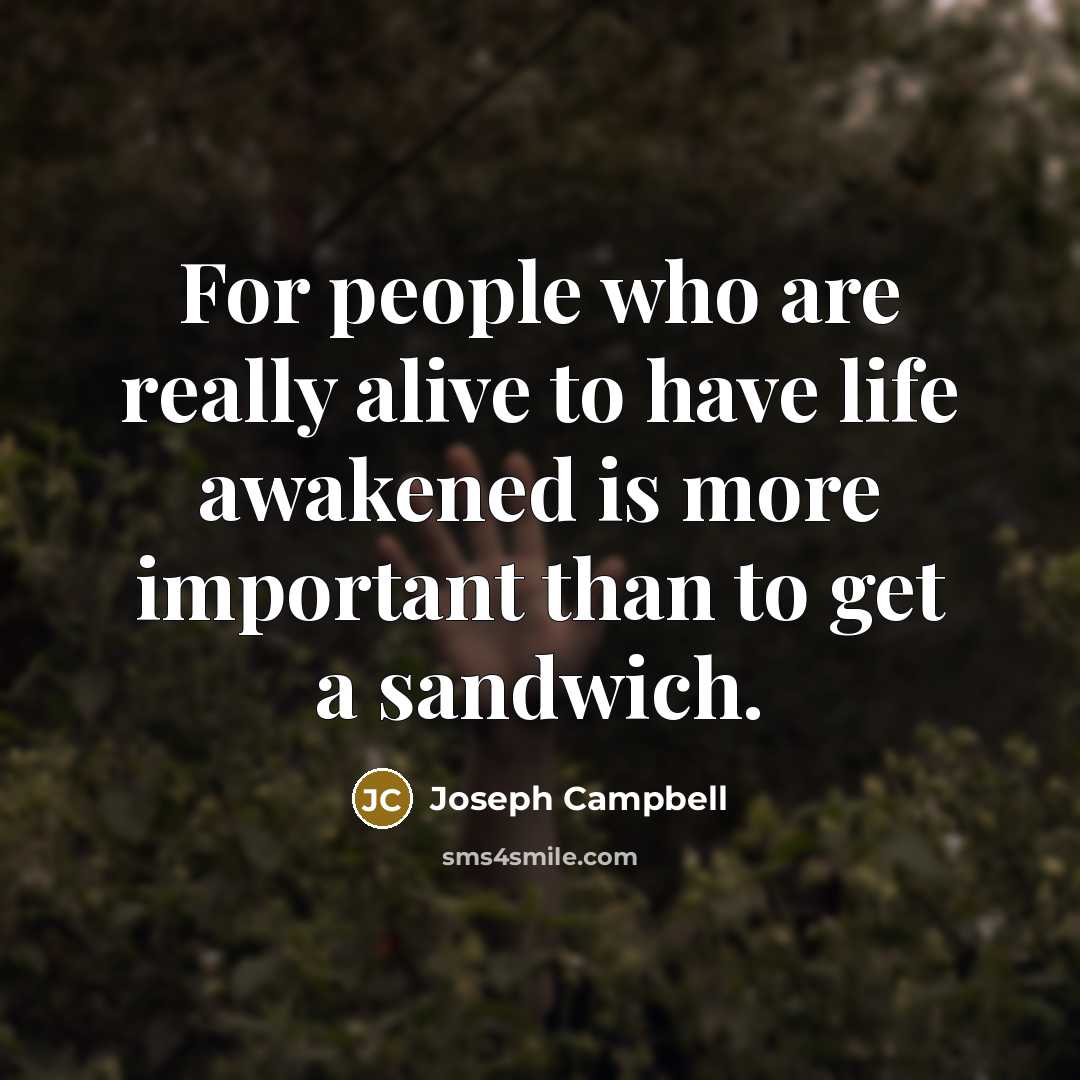 “For people who are really alive to have life awakened…” quote by Joseph Campbell