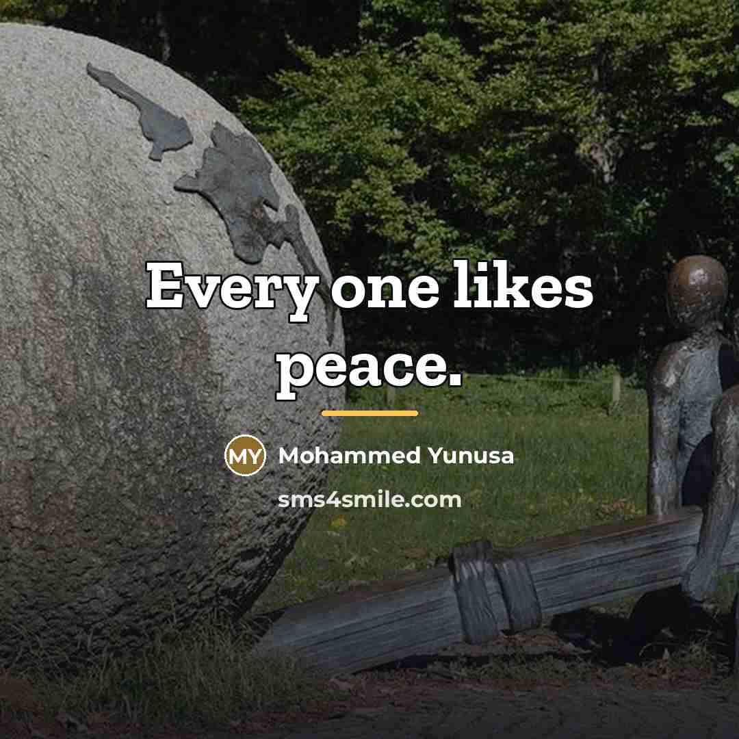 “Every one likes peace.…” quote by Mohammed Yunusa