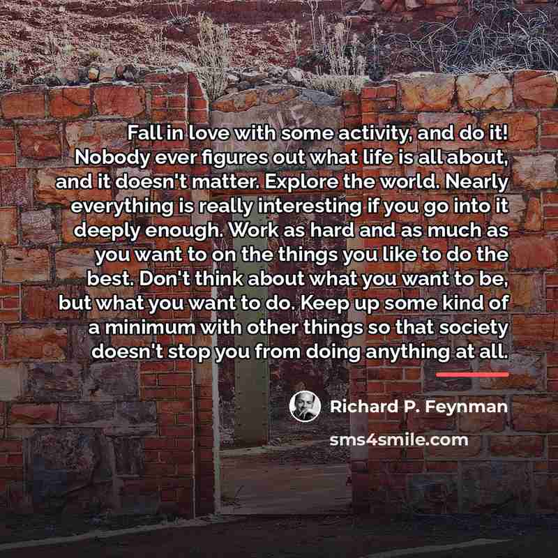 “Fall in love with some activity, and do it! Nobody…” quote by Richard P. Feynman