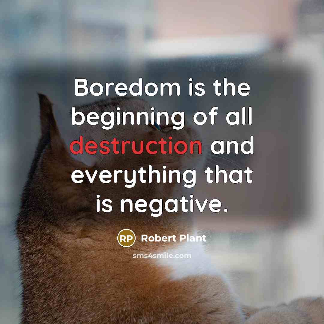 “Boredom is the beginning of all destruction and everything that…” quote by Robert Plant