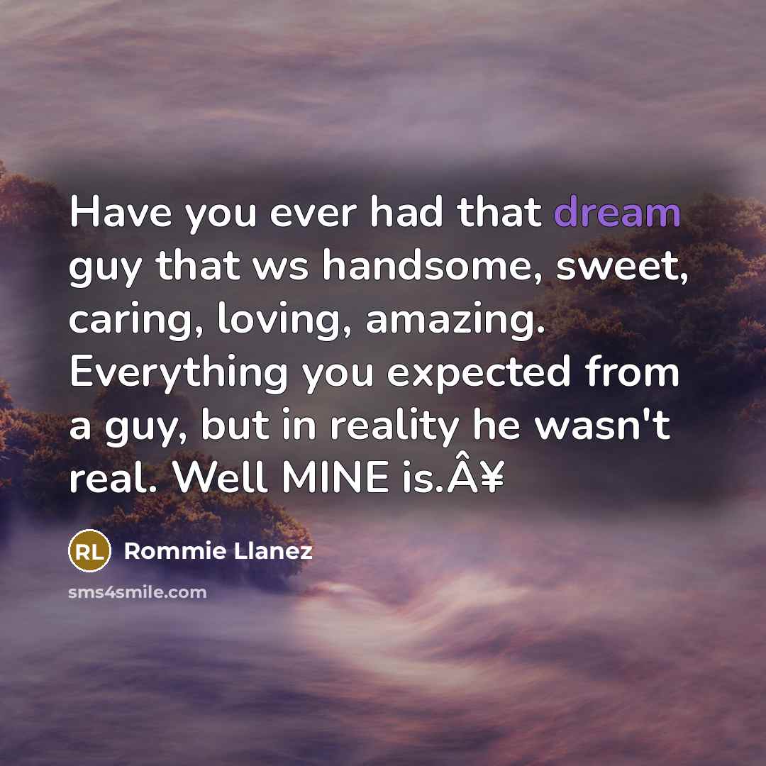 “Have you ever had that dream guy that ws handsome,…” quote by Rommie Llanez