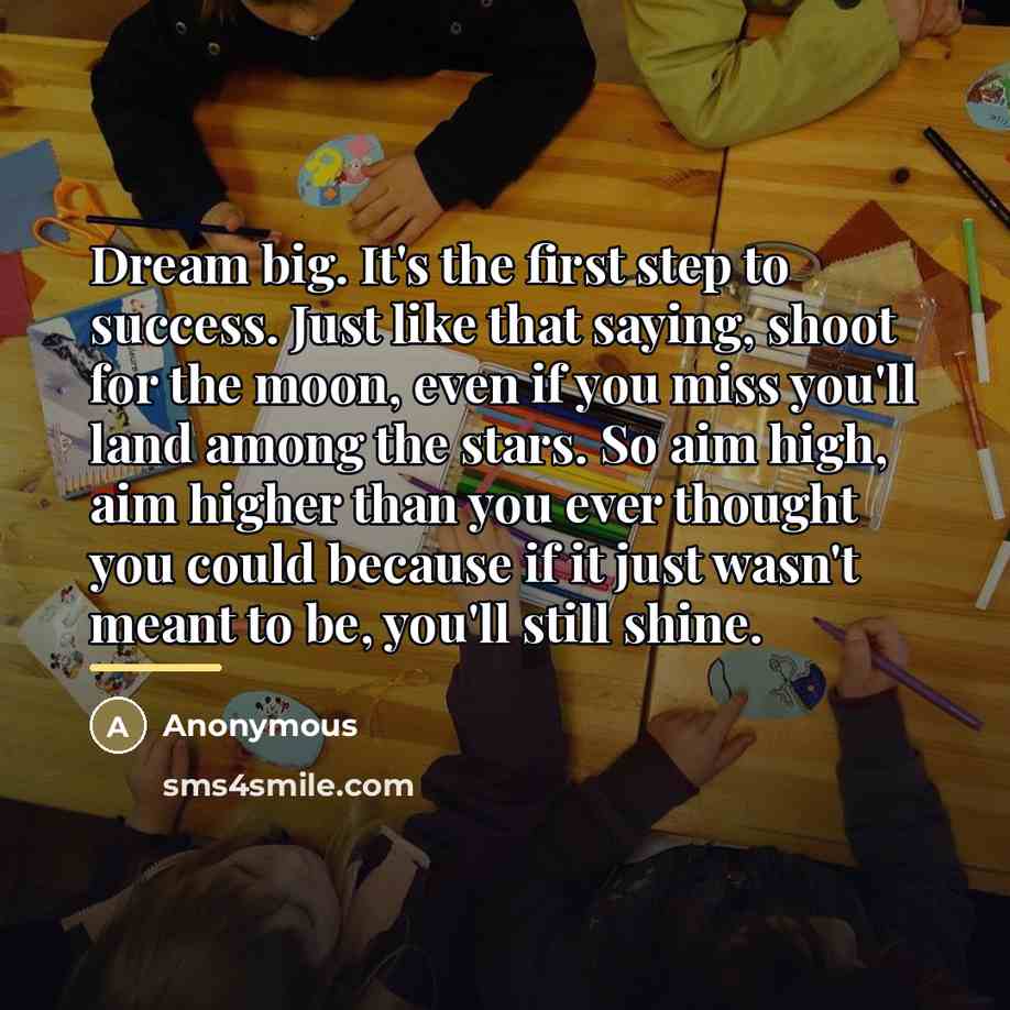 “Dream big. It's the first step to success. Just like…” quote by Anonymous