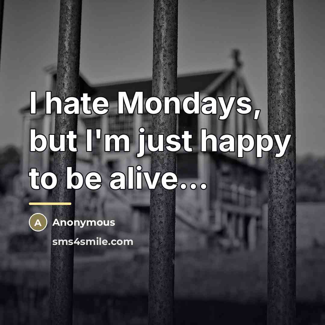 “I hate Mondays, but I'm just happy to be alive...…” quote by Anonymous
