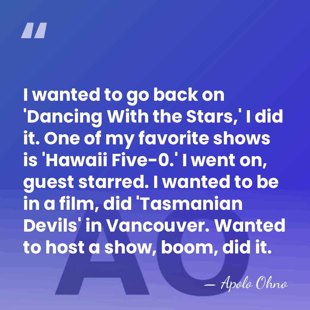 I wanted to go back on 'Dancing With the Stars,' I did&hellip; - Apolo Ohno