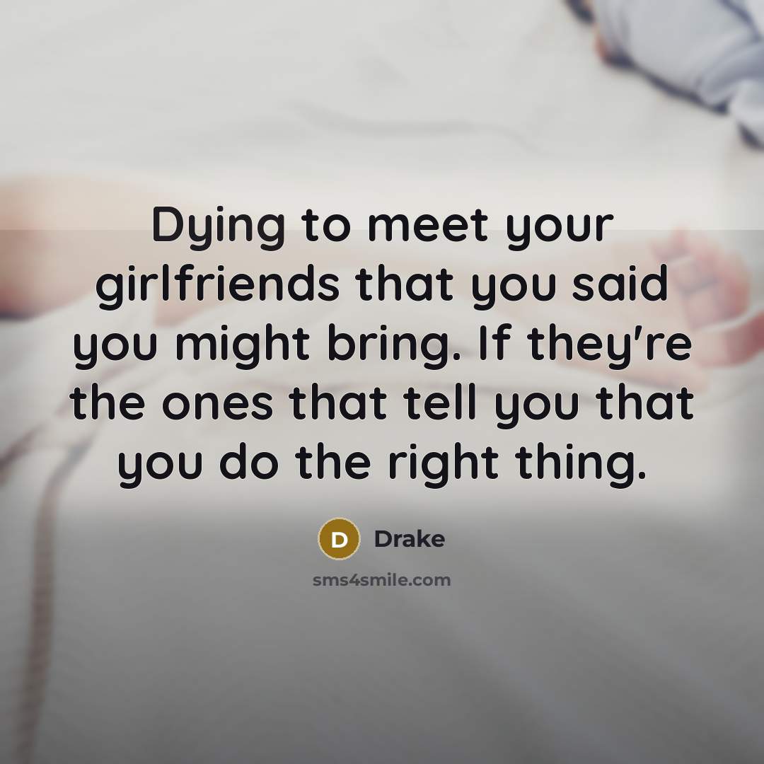 “Dying to meet your girlfriends that you said you might…” quote by Drake