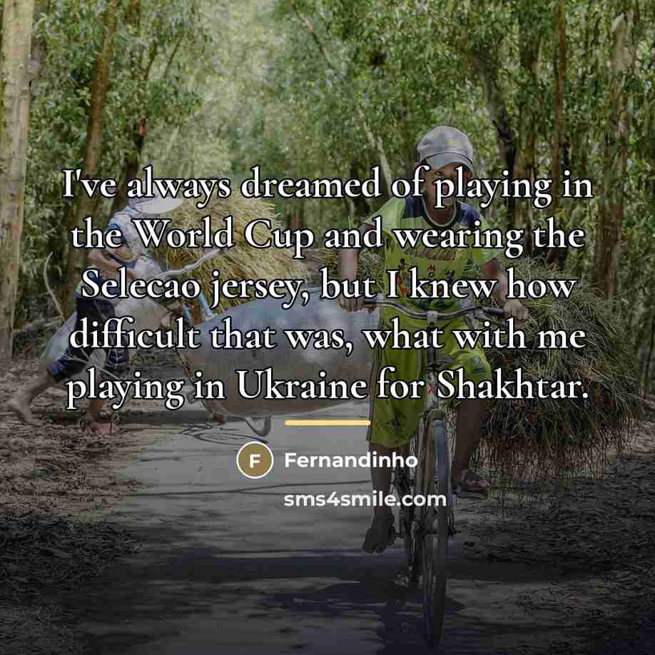 “I've always dreamed of playing in the World Cup and…” quote by Fernandinho