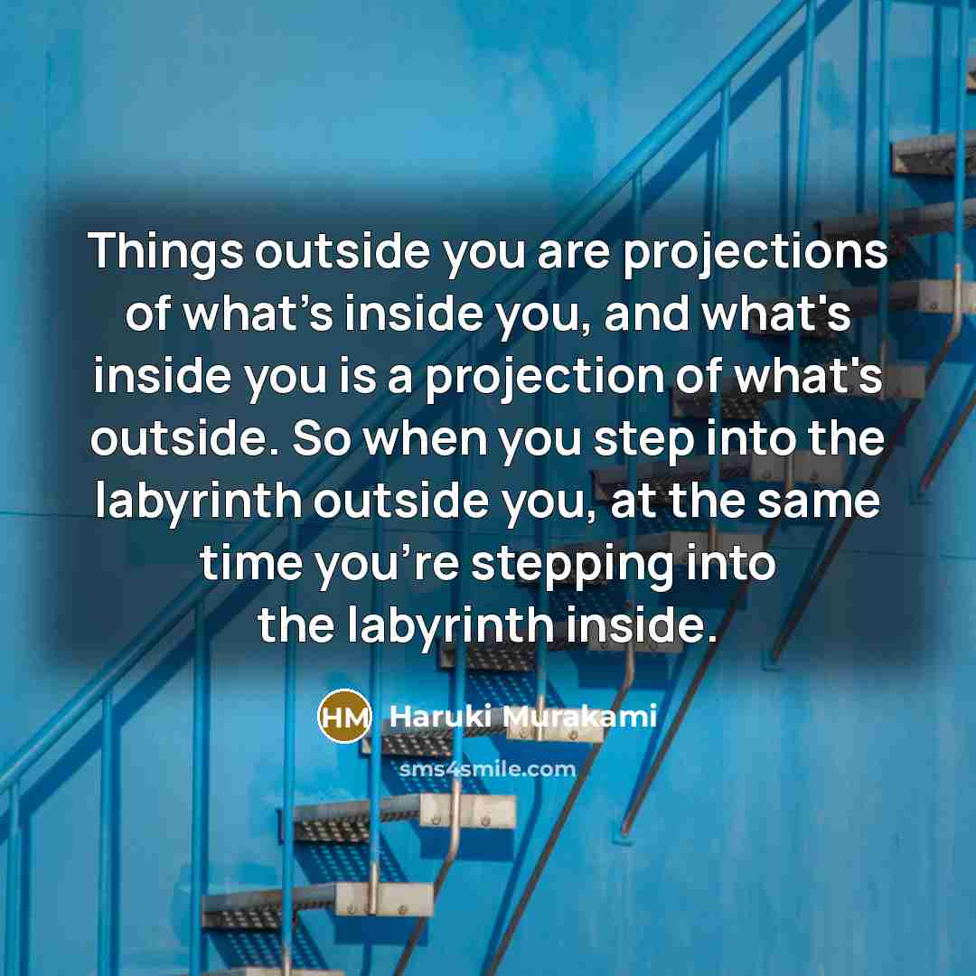 “Things outside you are projections of what's inside you, and…” quote by Haruki Murakami