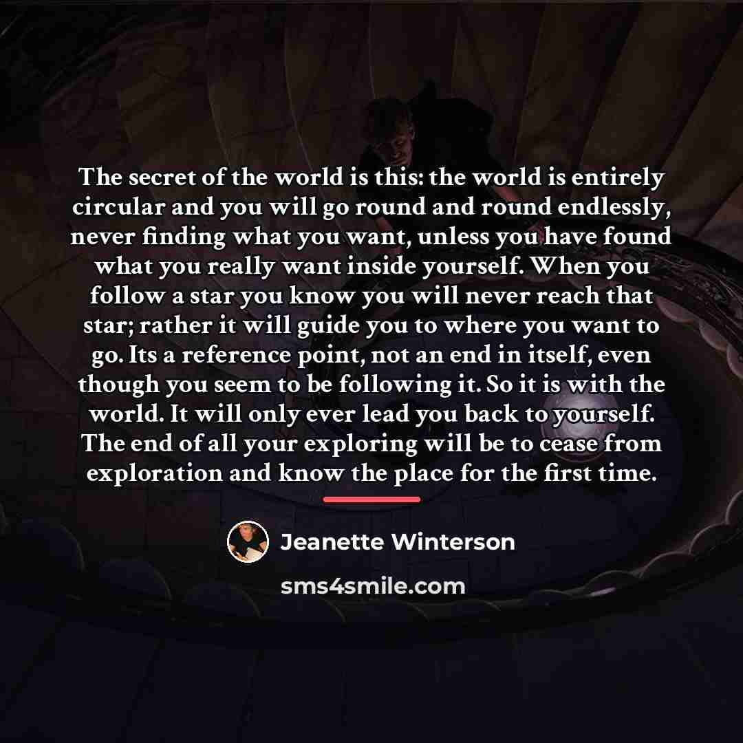 “The secret of the world is this: the world is…” quote by Jeanette Winterson
