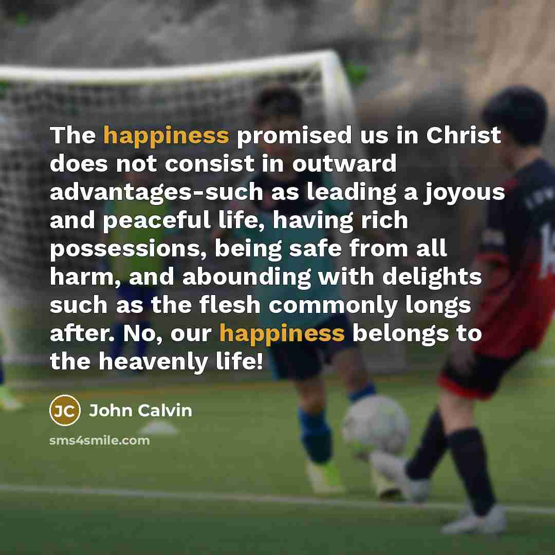 “The happiness promised us in Christ does not consist in…” quote by John Calvin