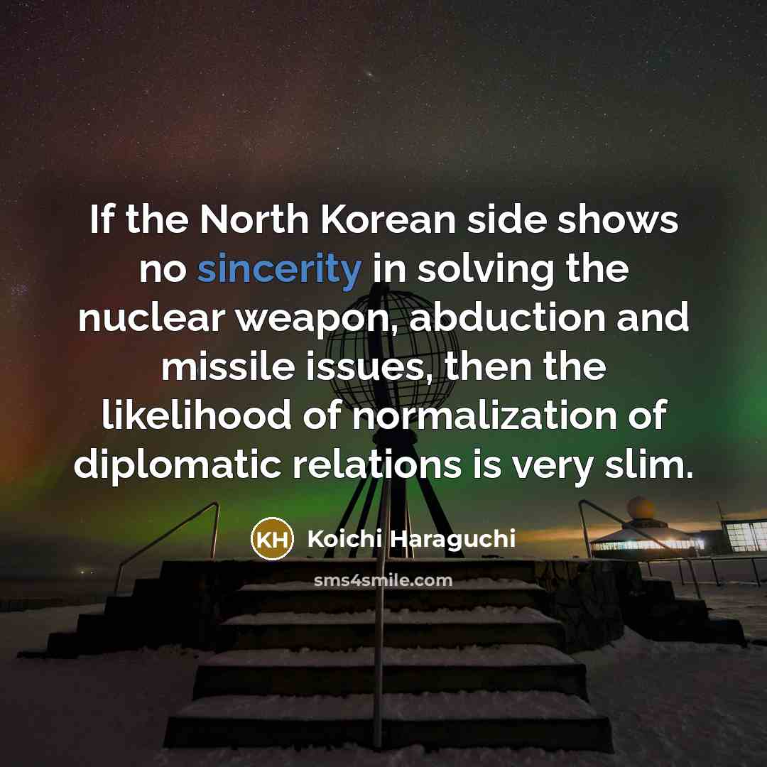 “If the North Korean side shows no sincerity in solving…” quote by Koichi Haraguchi