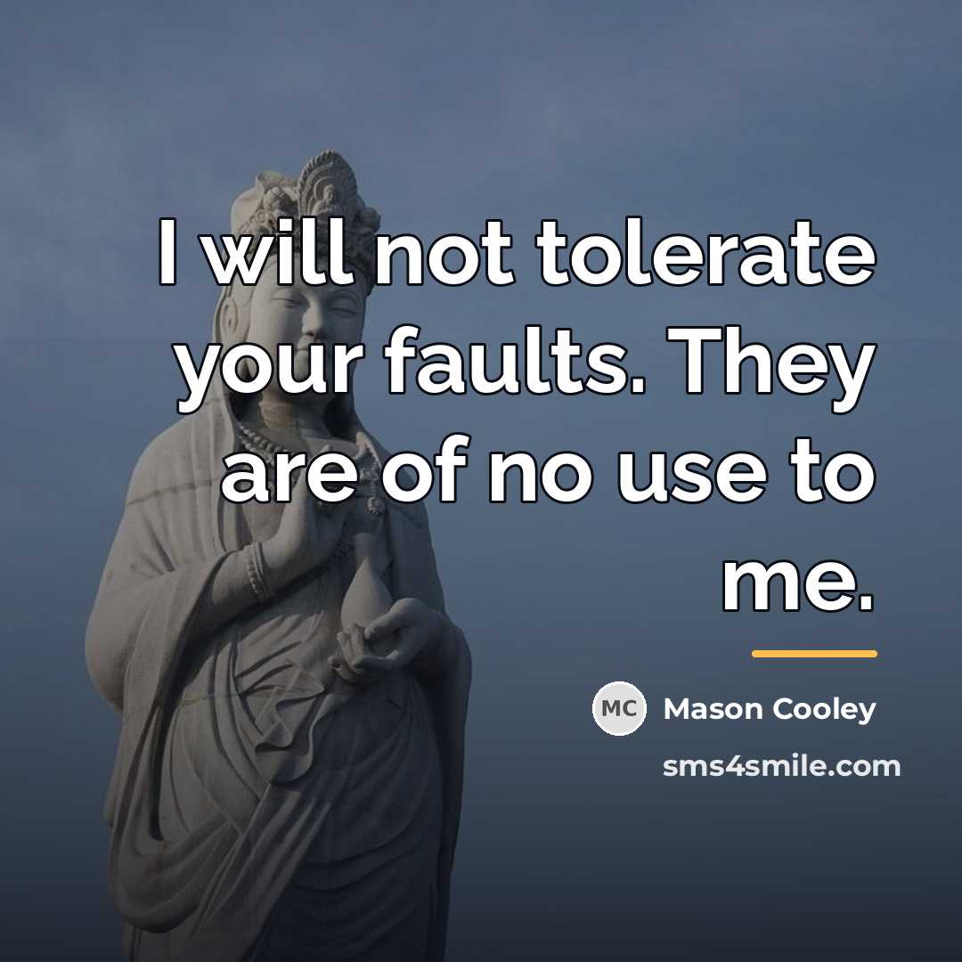 “I will not tolerate your faults. They are of no…” quote by Mason Cooley