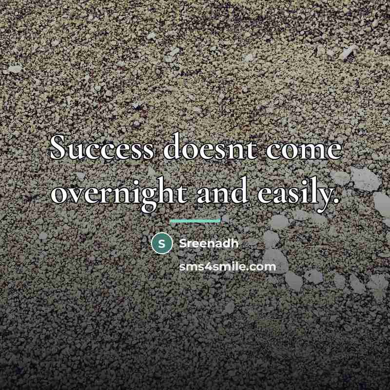 “Success doesnt come overnight and easily.…” quote by Sreenadh