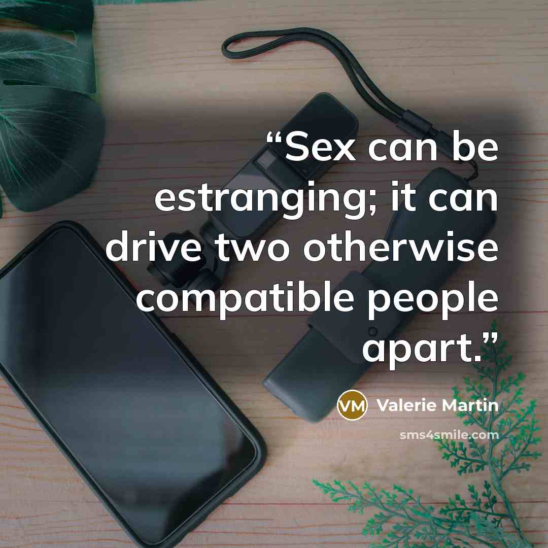 “Sex can be estranging; it can drive two otherwise compatible people apart.” quote by Valerie Martin