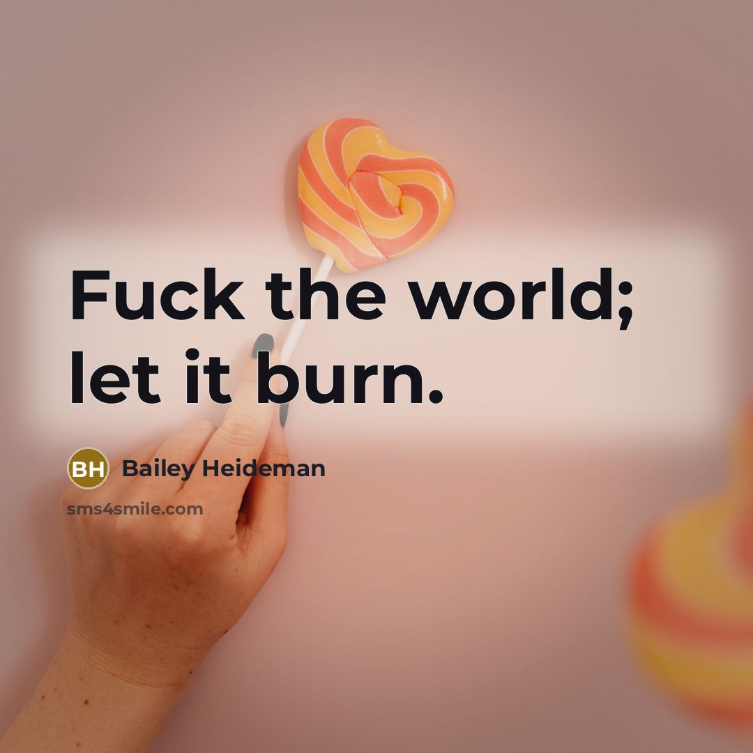 “Fuck the world; let it burn.…” quote by Bailey Heideman