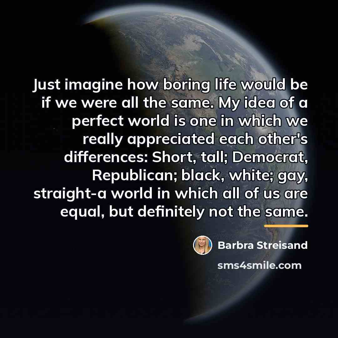 “Just imagine how boring life would be if we were…” quote by Barbra Streisand