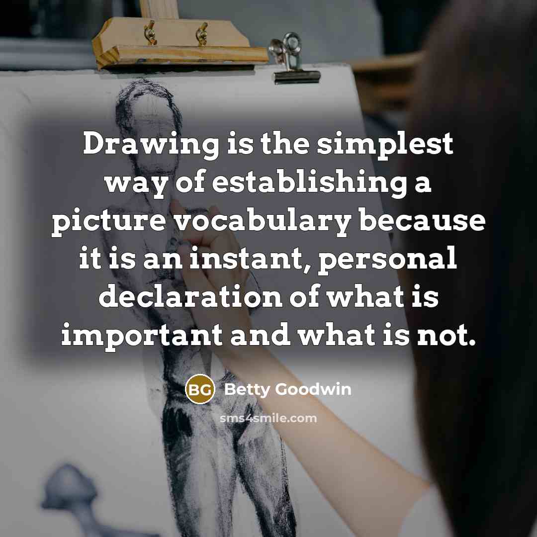 “Drawing is the simplest way of establishing a picture vocabulary…” quote by Betty Goodwin