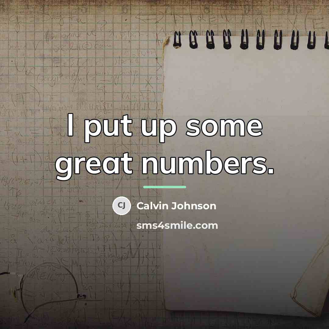 “I put up some great numbers.…” quote by Calvin Johnson