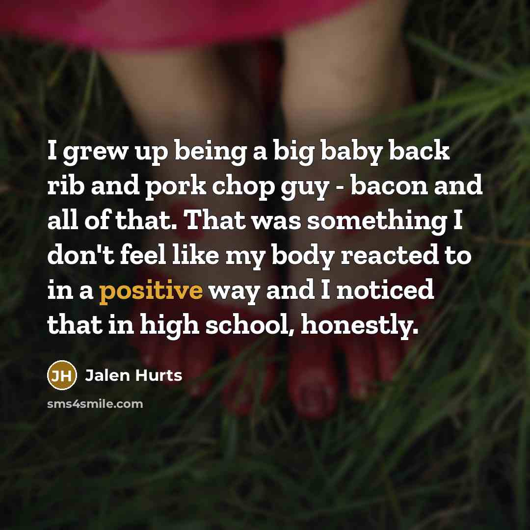 “I grew up being a big baby back rib and…” quote by Jalen Hurts