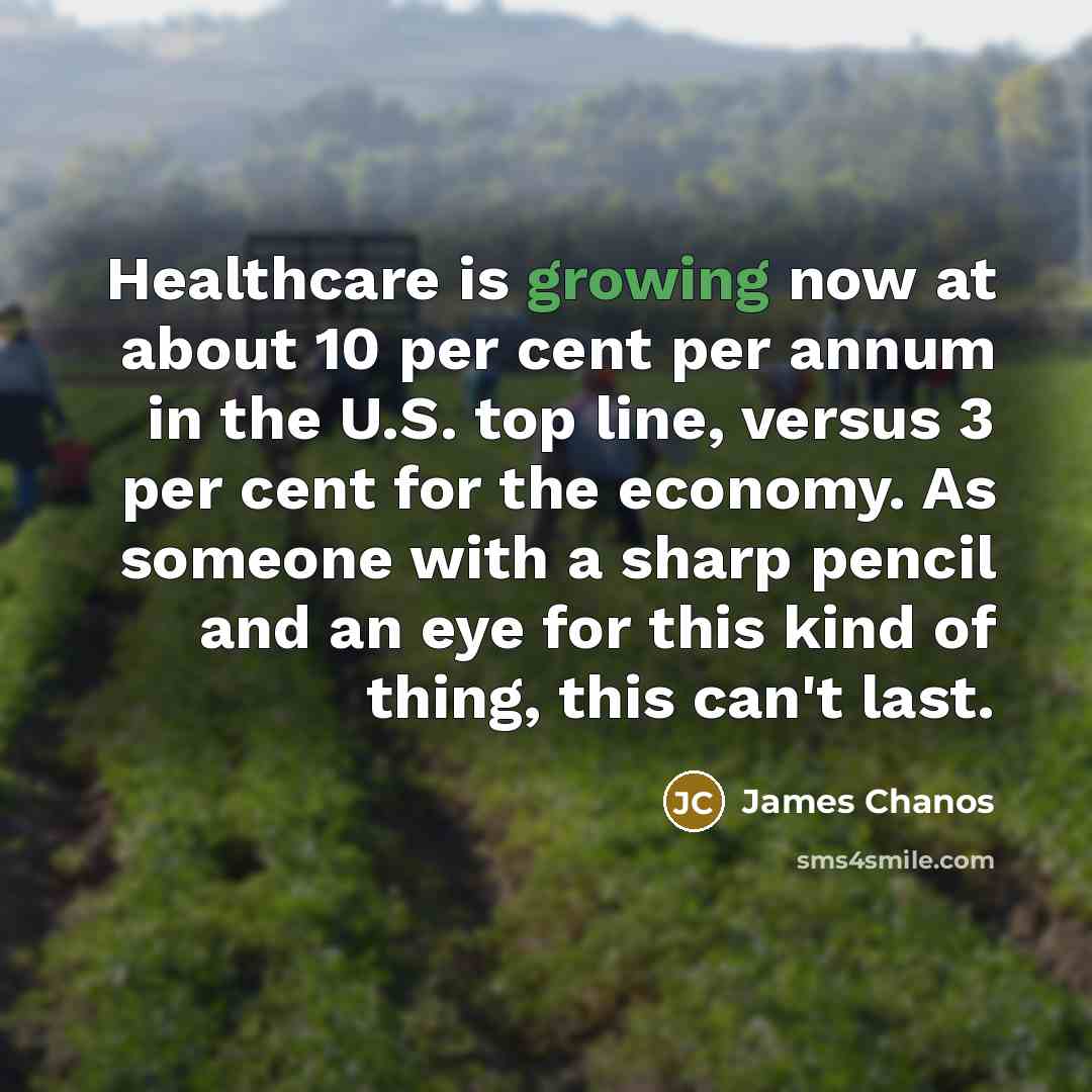 “Healthcare is growing now at about 10 per cent per…” quote by James Chanos