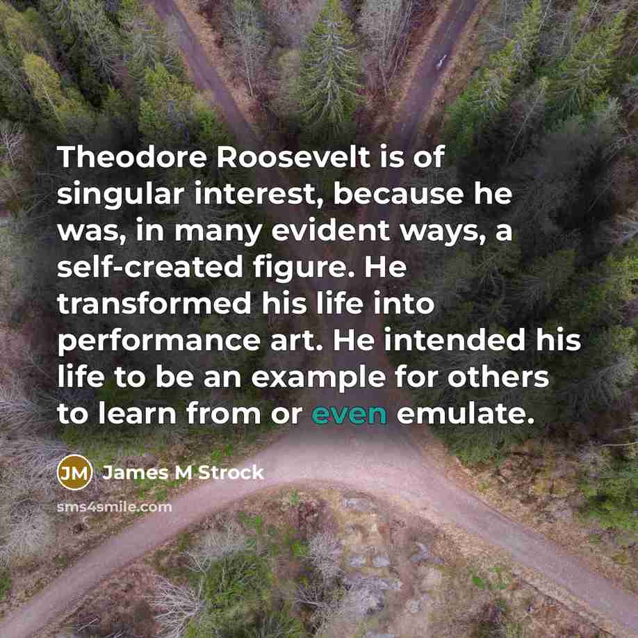 “Theodore Roosevelt is of singular interest, because he was, in…” quote by James M Strock