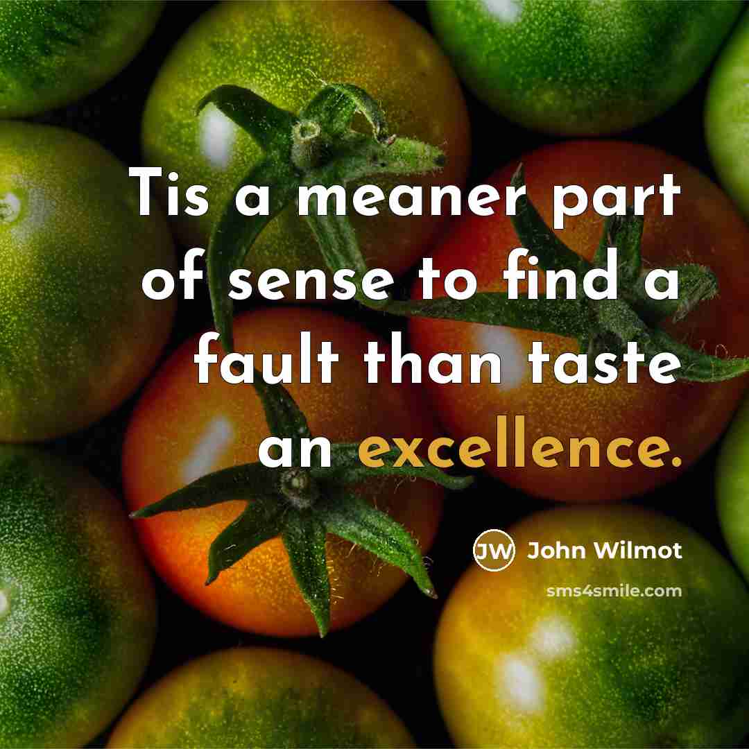 “Tis a meaner part of sense to find a fault…” quote by John Wilmot