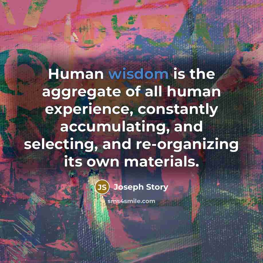 “Human wisdom is the aggregate of all human experience, constantly…” quote by Joseph Story