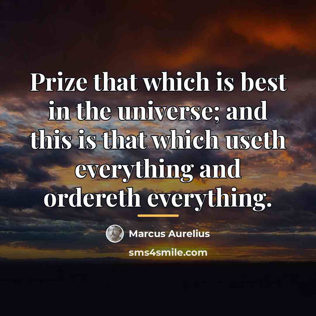 “Prize that which is best in the universe; and this…” quote by Marcus Aurelius