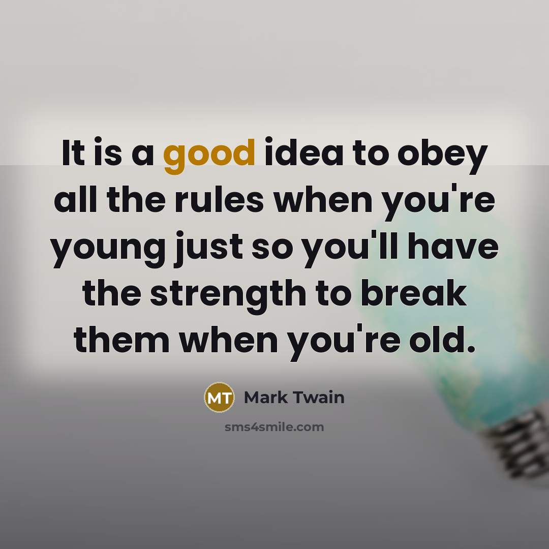 “It is a good idea to obey all the rules…” quote by Mark Twain