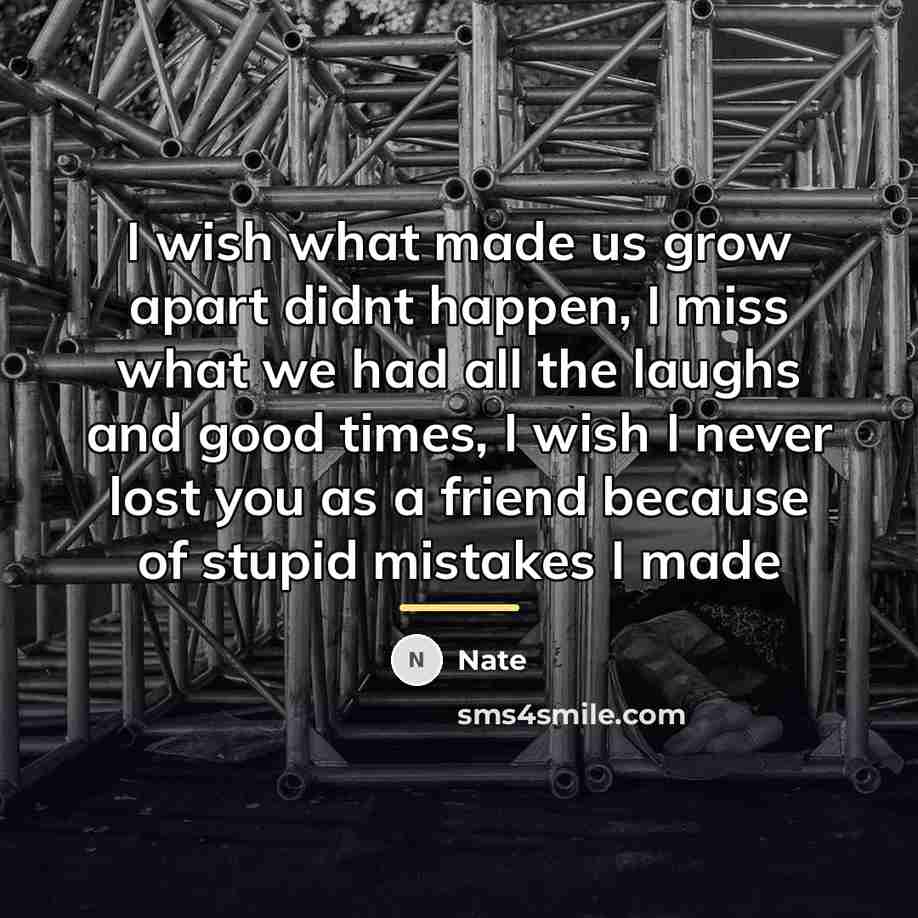“I wish what made us grow apart didnt happen, I…” quote by Nate