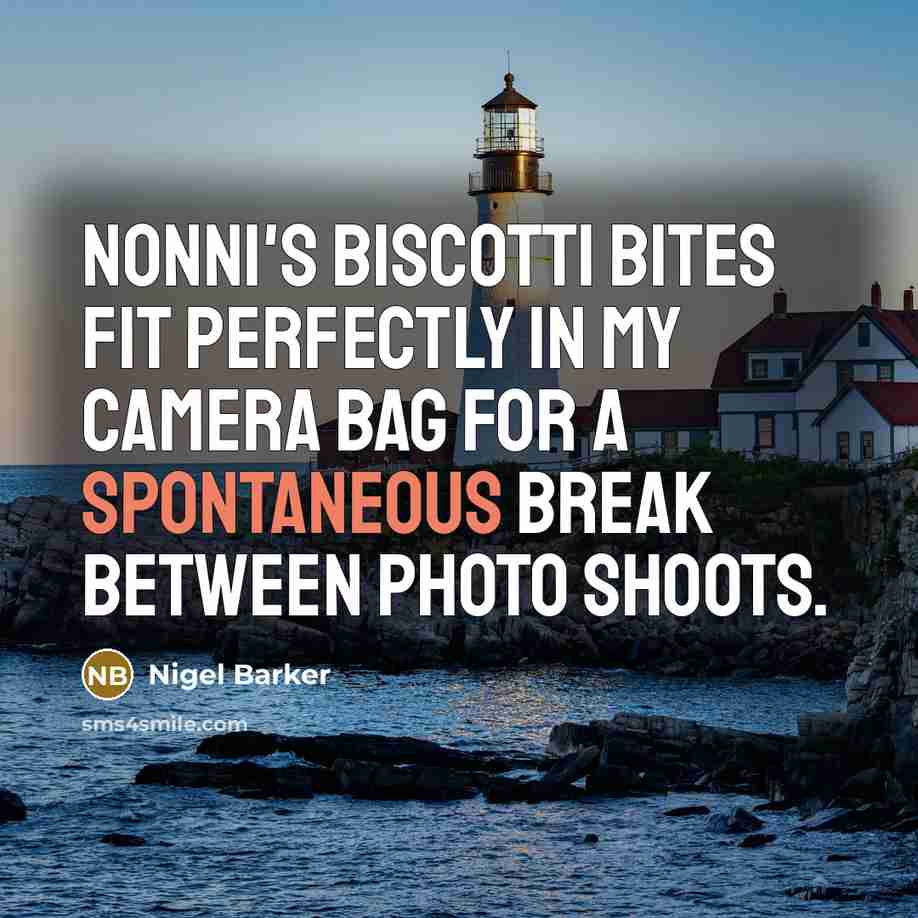 “Nonni's Biscotti Bites fit perfectly in my camera bag for…” quote by Nigel Barker