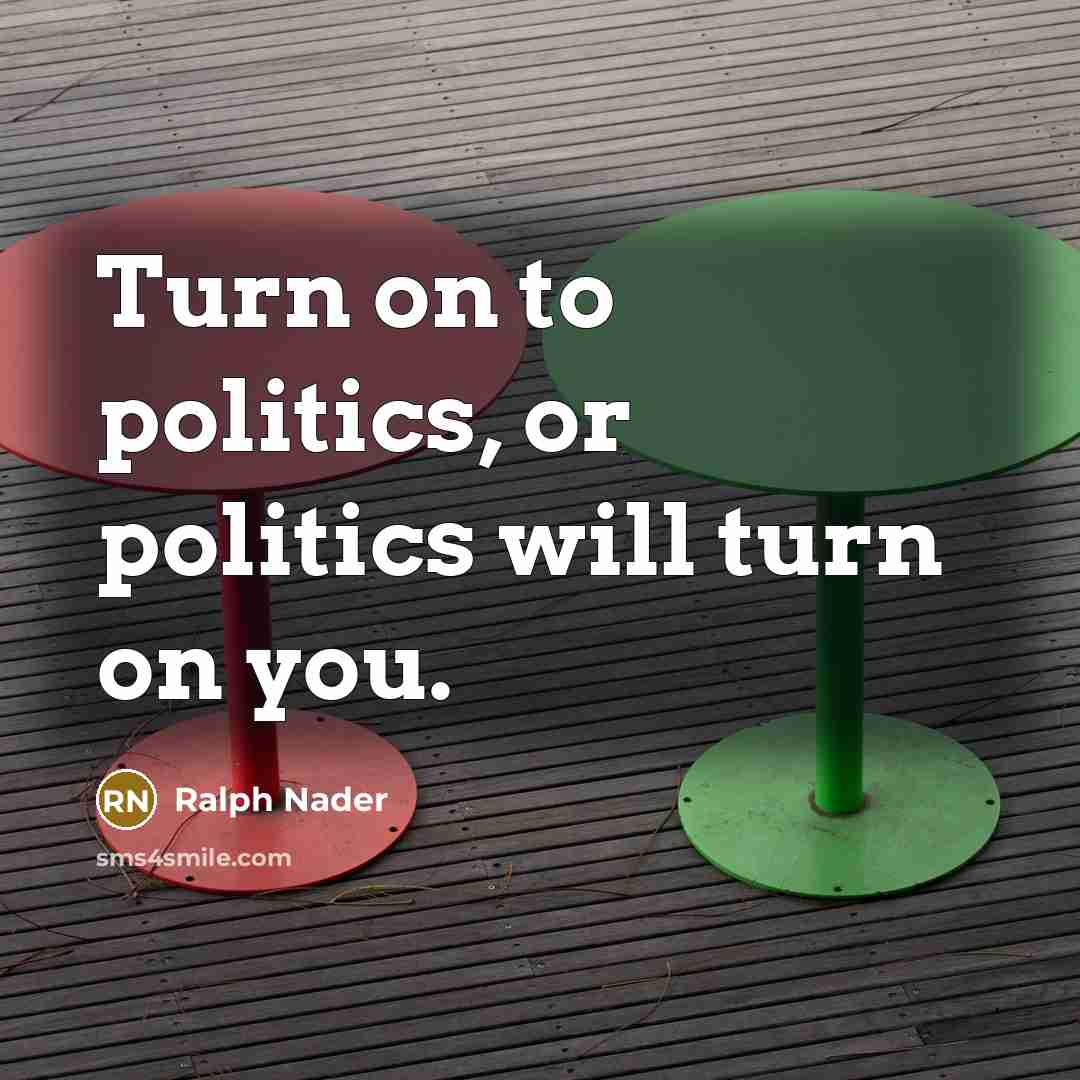 “Turn on to politics, or politics will turn on you.…” quote by Ralph Nader