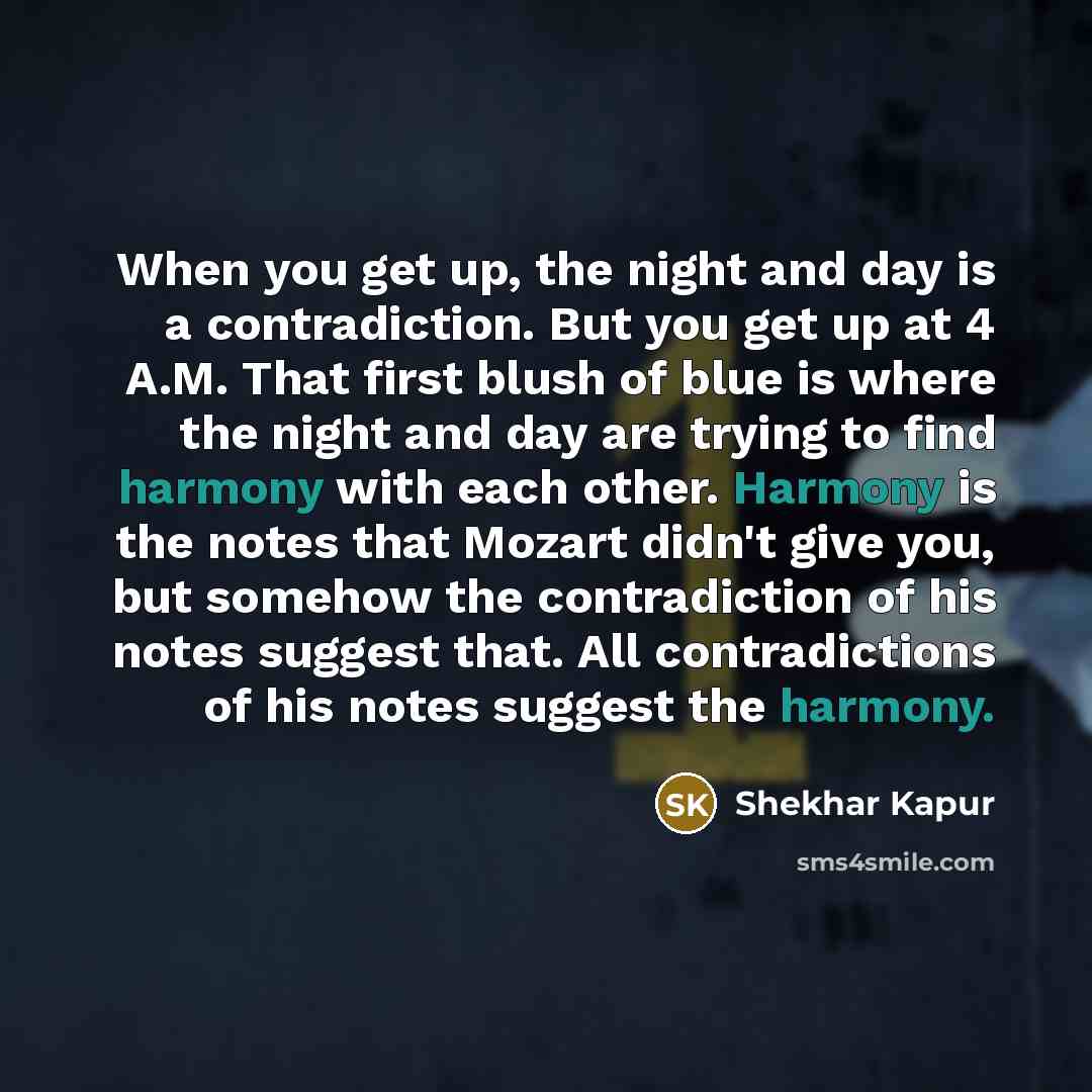 “When you get up, the night and day is a…” quote by Shekhar Kapur