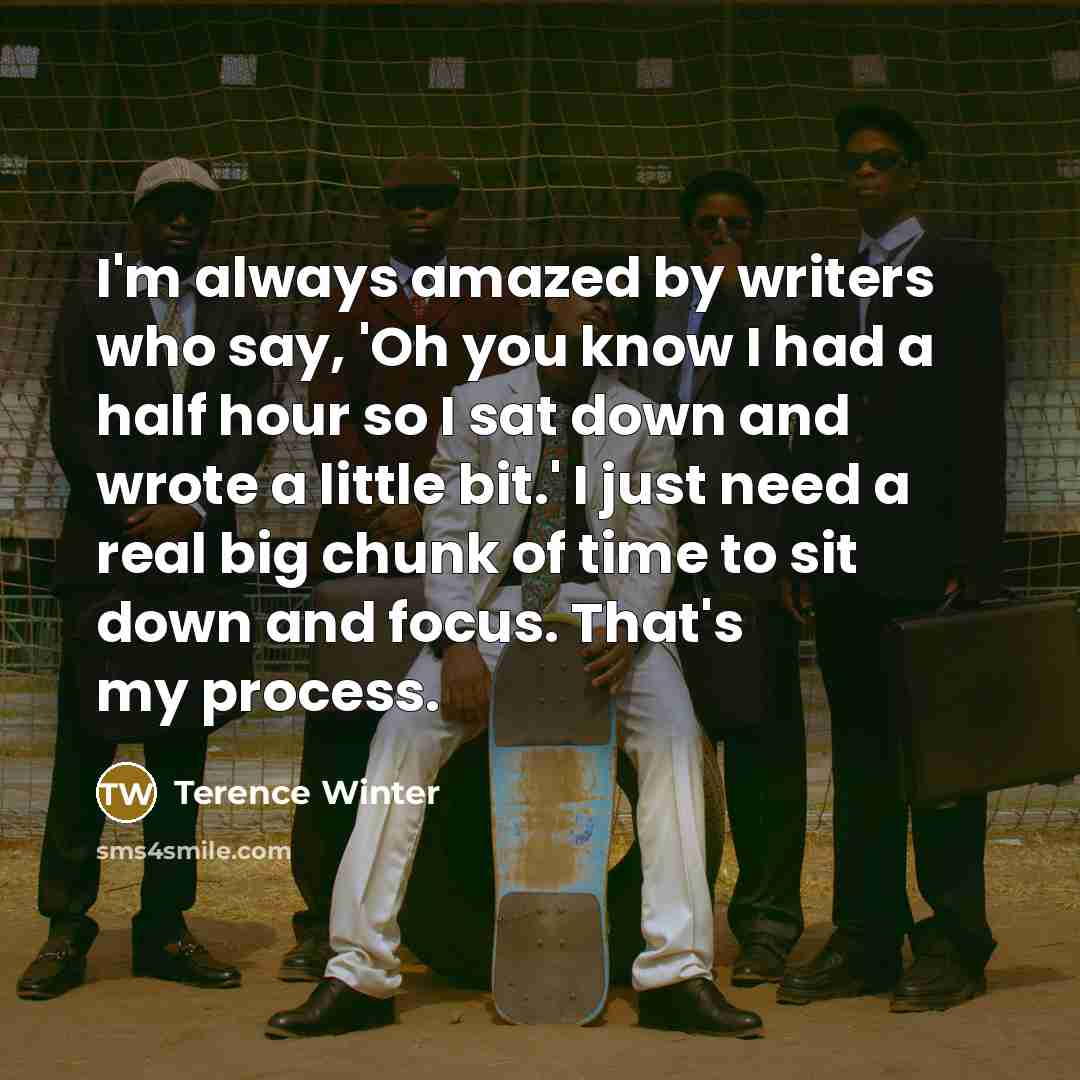 “I'm always amazed by writers who say, 'Oh you know…” quote by Terence Winter