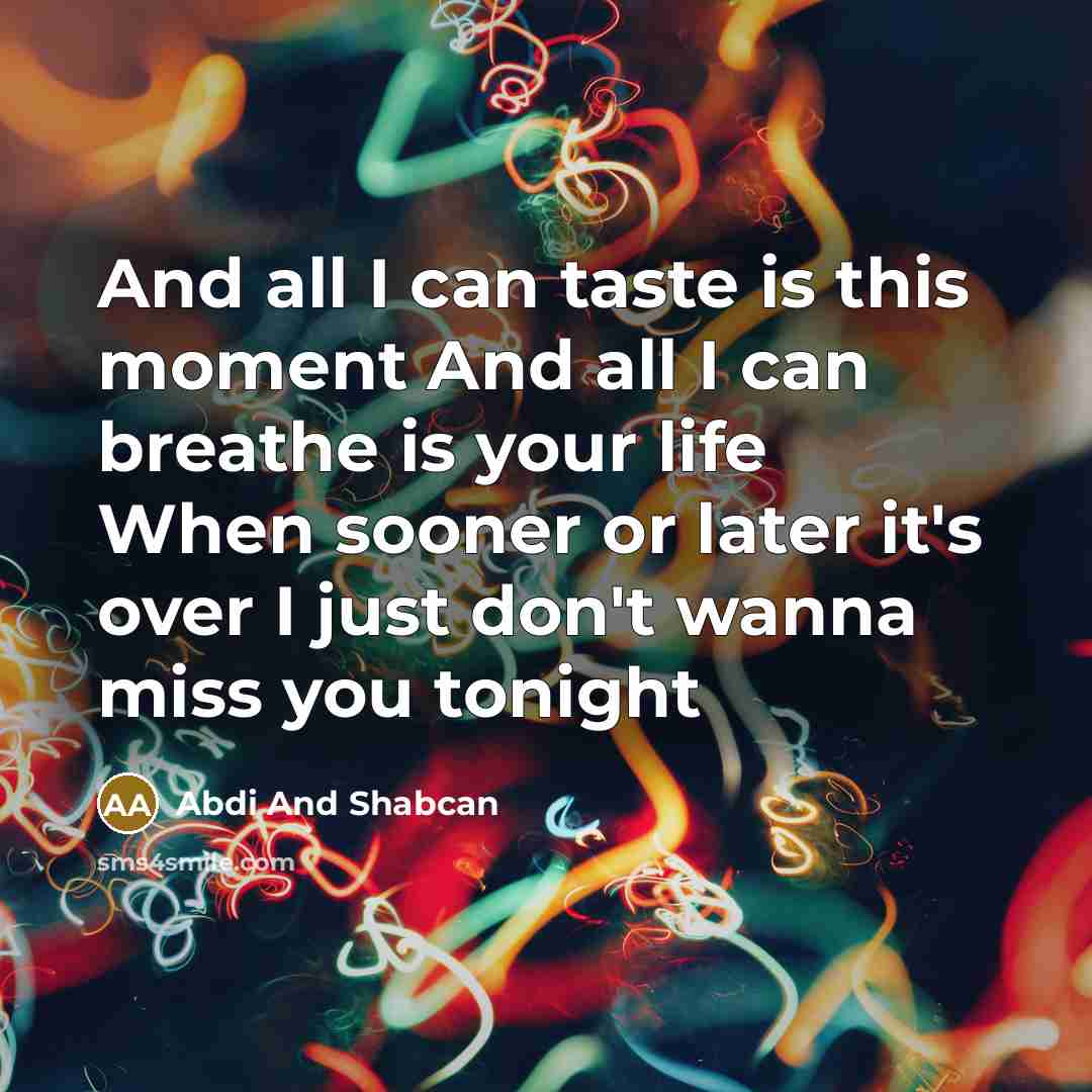 “And all I can taste is this moment And all…” quote by Abdi And Shabcan